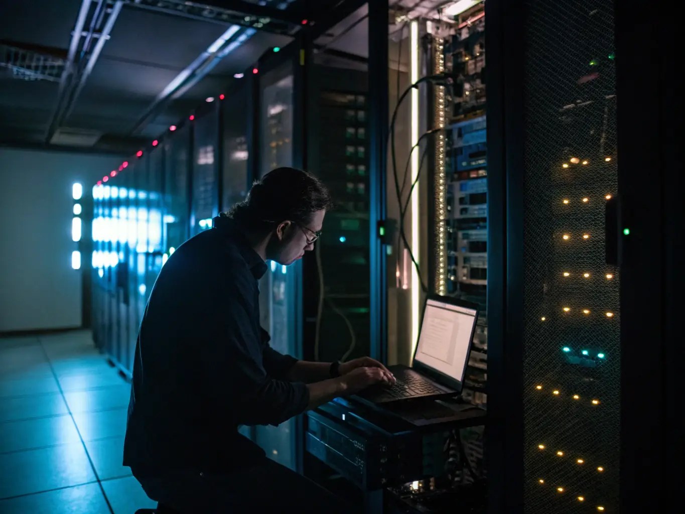 A technician restoring data from a backup system, highlighting the importance of quick data recovery.
